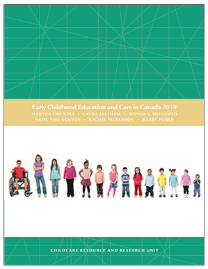Cover of Early Childhood Education and Canada 2019, published by the Childcare Resource and Research Unit