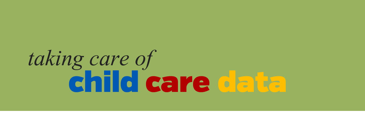 Green banner for "Taking care of child care data" fundraising campaign
