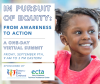 On the right there is a girl smiling. On the left in a white text box says, "In pursuit of equity: From awareness to action" There is a line beneath and text below saying " A one-day virtual summit Friday, September 9th, 9 AM to 3 PM Eastern" At the bottom in a white text box says "sponsored by Division for Early Childhood" and "Early Childhood Technical Assistance Center" with both of the organization logos